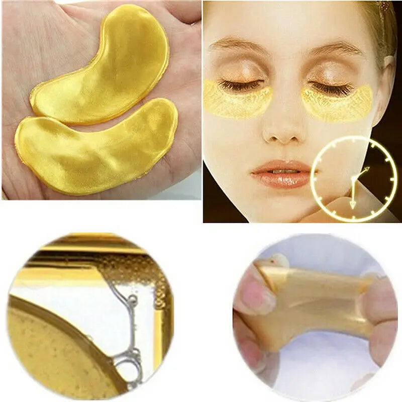 10pcs Gold Collagen Eye Mask: Anti-Aging, Puffiness-Reducing & Dark Circle Lightening Pads