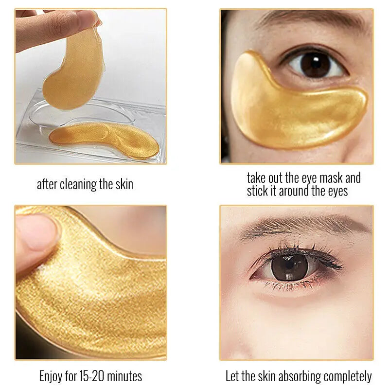 10pcs Gold Collagen Eye Mask: Anti-Aging, Puffiness-Reducing & Dark Circle Lightening Pads