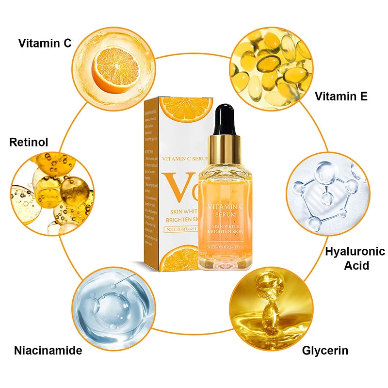 Vitamin C Whitening Serum: Dark Spot and Freckle Removal, Anti-Wrinkle Retinol Essence for Brightening - Korean Skincare