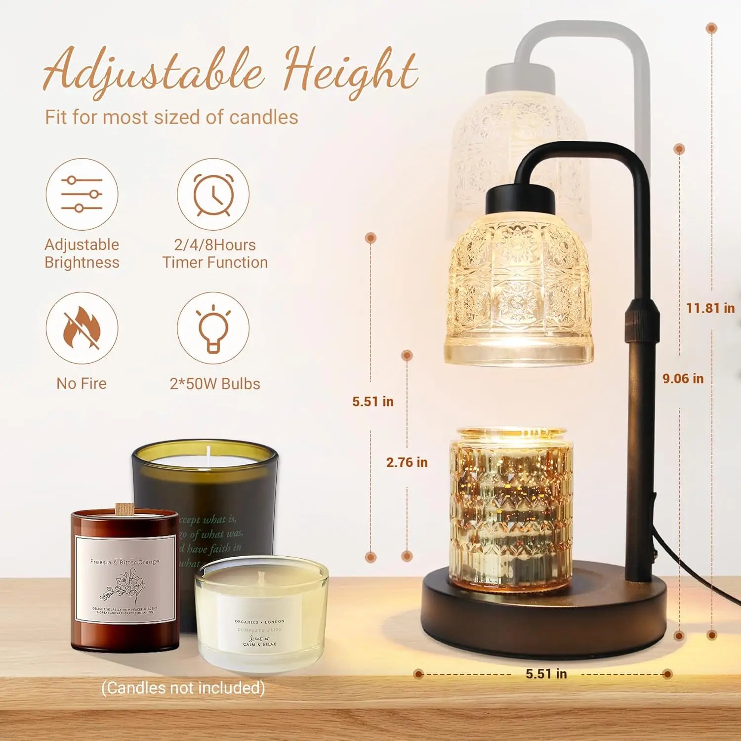 Adjustable Glass Wax Melting Lamp – Aromatherapy & Decorative Desk Lamp